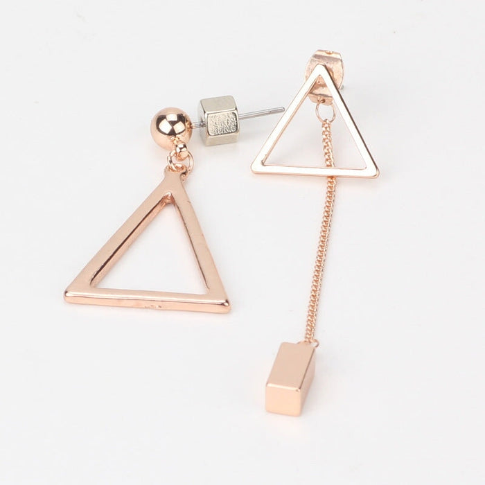 Wholesale triangle tassel earring asymmetrical stud earrings JDC-ES-Jiaow002 Earrings 娇婉 rose gold Wholesale Jewelry JoyasDeChina Joyas De China