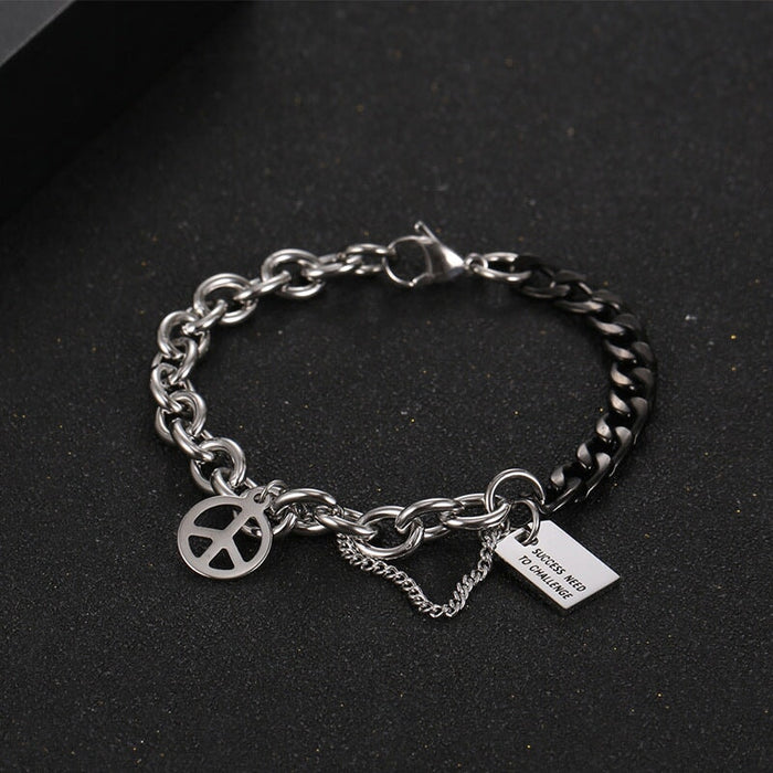 Wholesale Two Tone Stitching Titanium Steel Couple Bracelet JDC-BT-Yixin005 Bracelet 壹芯 17CM Wholesale Jewelry JoyasDeChina Joyas De China