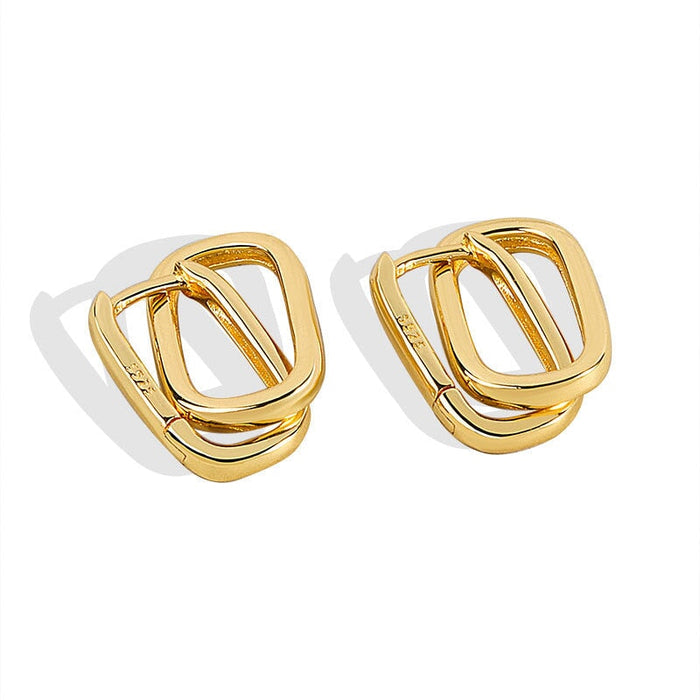 Wholesale U Shape Oval Hoop Gold Plated Silver Plated Copper Earrings JDC-ES-YZM002 Earrings 伊之美 Wholesale Jewelry JoyasDeChina Joyas De China