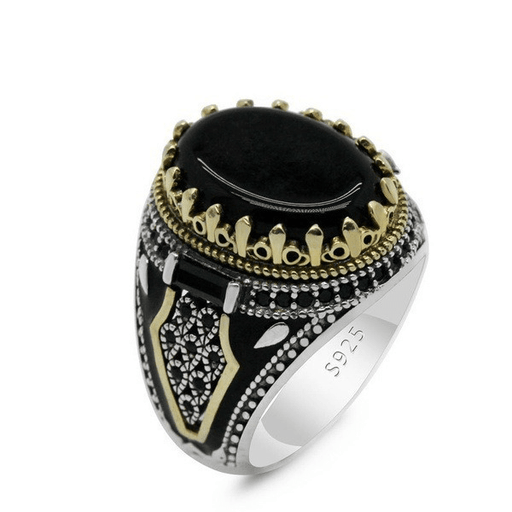 Wholesale Vintage Black Onyx Ring for Men JDC-RS-Hechen001 Rings 禾呈 Wholesale Jewelry JoyasDeChina Joyas De China
