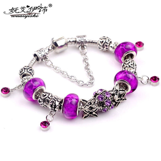 Wholesale vintage couple purple crystal bracelet (F) JDC-BT-WUAI008 Bracelet 妩艾 18cm Wholesale Jewelry JoyasDeChina Joyas De China