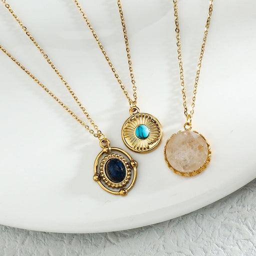 Wholesale vintage round face stainless steel necklace JDC-NE-Oulb002 Necklaces 欧罗巴 Wholesale Jewelry JoyasDeChina Joyas De China