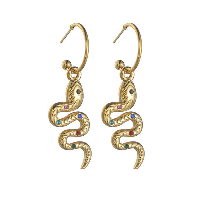 Wholesale vintage snake-shaped stainless steel earrings JDC-ES-Oulb001 Earrings 欧罗巴 Wholesale Jewelry JoyasDeChina Joyas De China