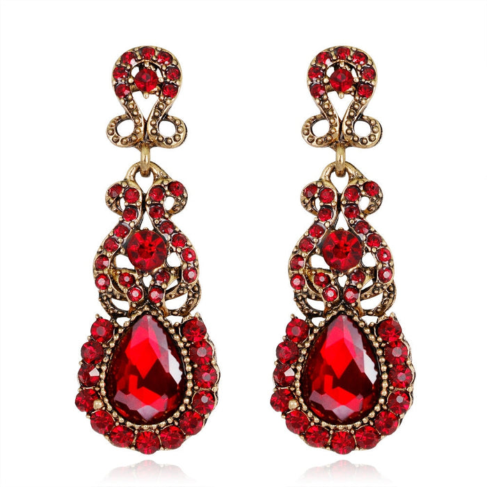 Wholesale water drop alloy diamond earrings JDC-ES-GSDB015 Earrings 丹比华比 Red Wholesale Jewelry JoyasDeChina Joyas De China