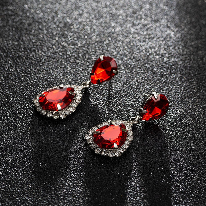 Wholesale water drop shape earrings JDC-ES-ZHONGW027 Earrings 众薇 Silver+Red K5 Wholesale Jewelry JoyasDeChina Joyas De China