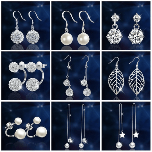 Wholesale white sterling silver earrings JDC-ES-Sideng010 Earrings 思登 Wholesale Jewelry JoyasDeChina Joyas De China