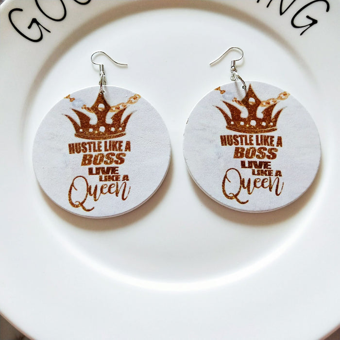 Wholesale White Wood Round Earrings MOQ≥2 JDC-ES-AnX010 Earrings 简梦 Crown Wholesale Jewelry JoyasDeChina Joyas De China