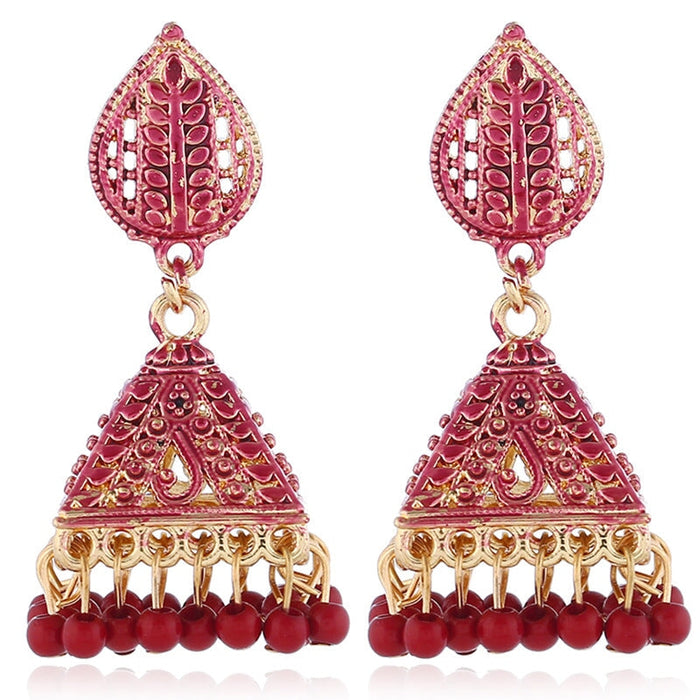 Wholesale Wishing Bell Boho Zinc Alloy Plating KC Gold Earrings JDC-ES-Duoh006 Earrings 朵涵 red Wholesale Jewelry JoyasDeChina Joyas De China