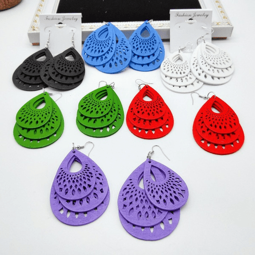 Wholesale Wood Water Drop Color Hollow Geometric Earrings MOQ≥2 JDC-ES-AnX011 Earrings 安修 Wholesale Jewelry JoyasDeChina Joyas De China
