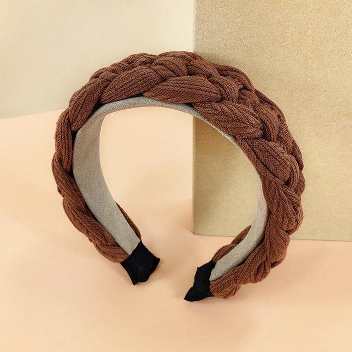 Wholesale wool knitted braided headband JDC-HD-O374 Headband 潮炫 brown Wholesale Jewelry JoyasDeChina Joyas De China