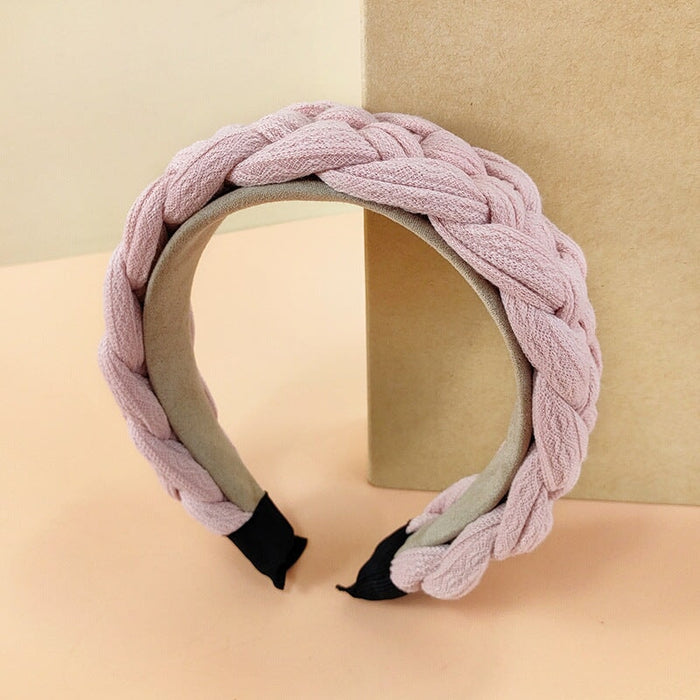 Wholesale wool knitted braided headband JDC-HD-O374 Headband 潮炫 pink Wholesale Jewelry JoyasDeChina Joyas De China