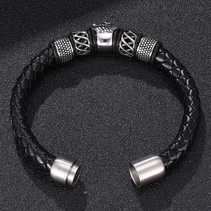 Wholesale woven leather stainless steel bracelet JDC-BT-RShen003 Bracelet 日盛 165mm black 1 Wholesale Jewelry JoyasDeChina Joyas De China