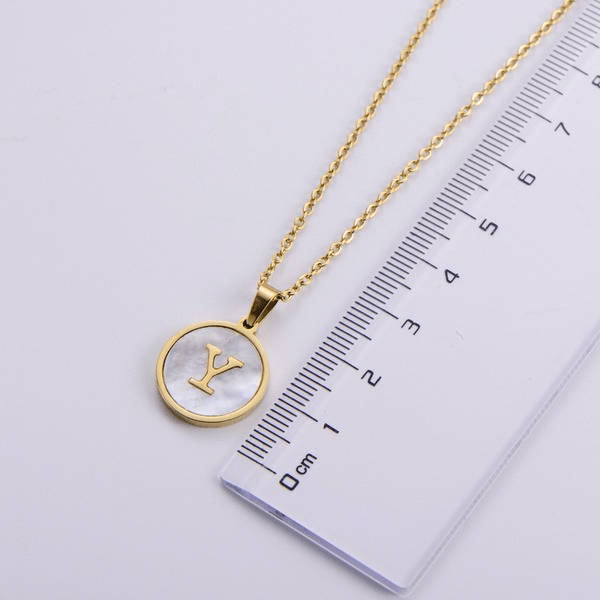 Wholesale yellow stainless steel gold-plated letter necklace JDC-NE-Aimi013 Necklaces 爱米萝 Wholesale Jewelry JoyasDeChina Joyas De China
