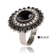 Wholesale Zinc Alloy Rhinestone Resin Sun Flower Ring JDC-RS-Duoh001 Rings 朵涵 black adjustable Wholesale Jewelry JoyasDeChina Joyas De China