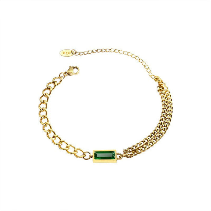 Wholesale Zircon Green Square Bracelet Necklace Earrings SetJDC-ES-Hany001 Earrings 韩萸 Bracelet Wholesale Jewelry JoyasDeChina Joyas De China