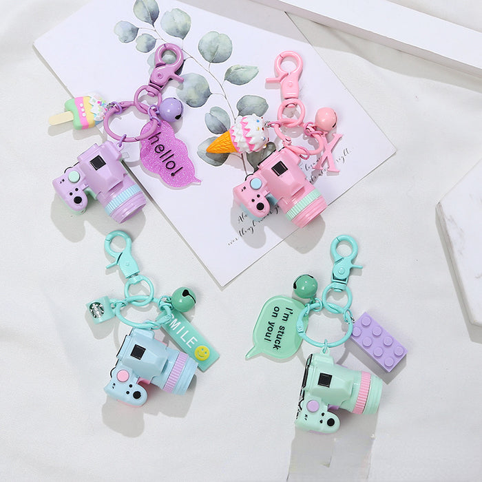 Wholesale creative camera paint keychain will light and ring MOQ≥3 JDC-KC-WYan002