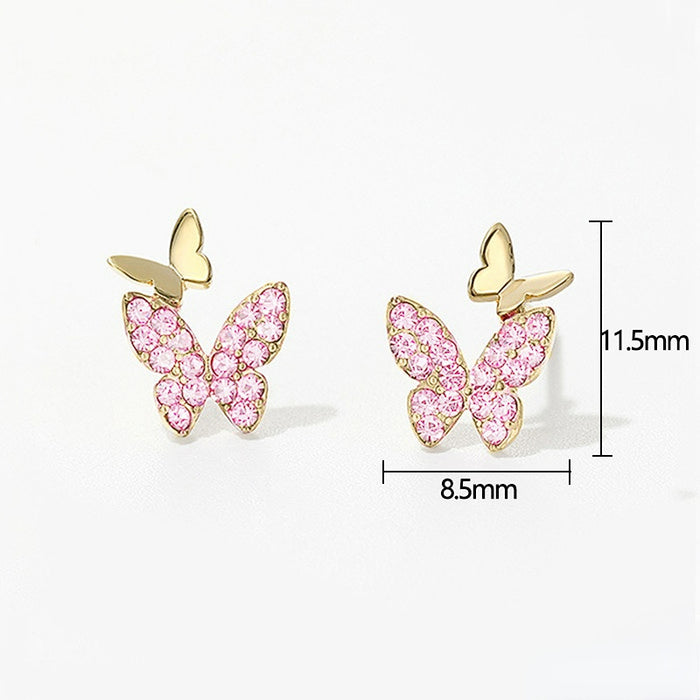 Boucles d'oreilles en cuivre zircon de papillon en gros MOQ≥2 JDC-ES-CAOS020