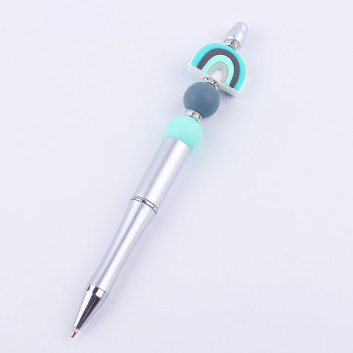 Wholesale Beadable Pens Rainbow Silicone Beads Plastic Ballpoint Pen JDC-BP-GuangTian002