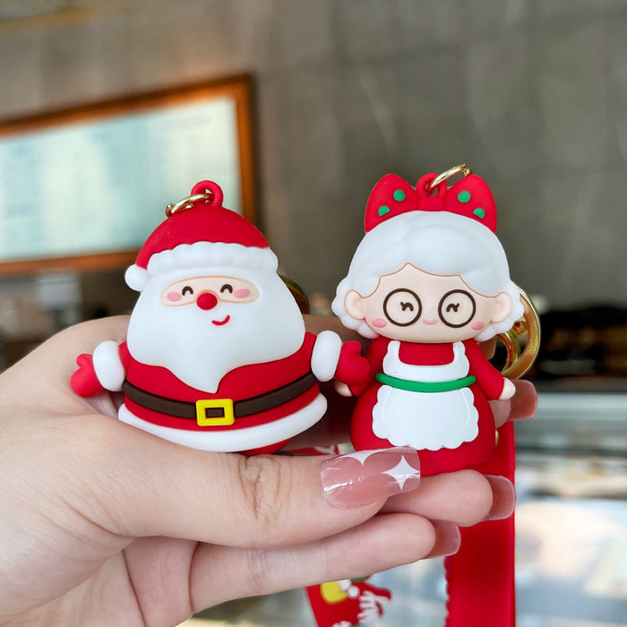 Wholesale Cartoon Soft Rubber Christmas Couple Keychain JDC-KC-GSXM090