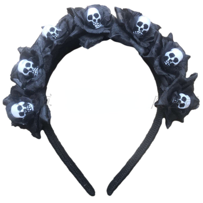 Wholesale Halloween Headband Black Flower Props Skull Decoration Hair Accessories MOQ≥2 JDC-HD-ShengX004