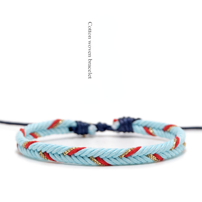 Wholesale Hand Woven Cotton Linen Chevron Bracelet MOQ≥2 JDC-BT-QianY001