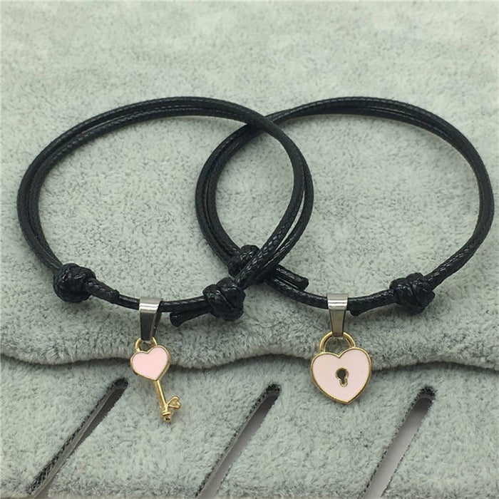 Wholesale a simple couple key love lock bracelet JDC-BT-ZWY002