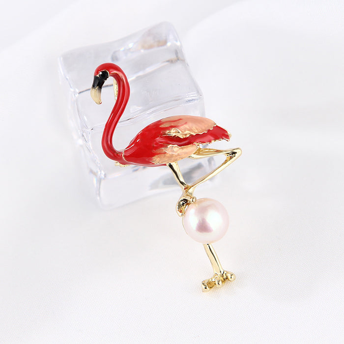 Caja de regalo de Broche de perlas de agua dulce de flamingo al por mayor JDC-BC-LANH004