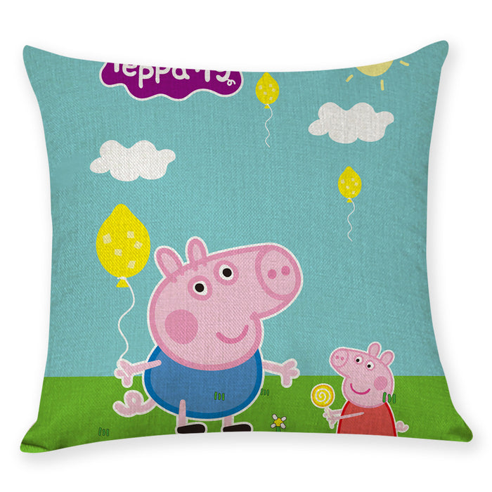 Wholesale Pillowcase Cartoon Pink Piglet Print Cotton Linen (M) MOQ≥3 JDC-PW-Yuer003
