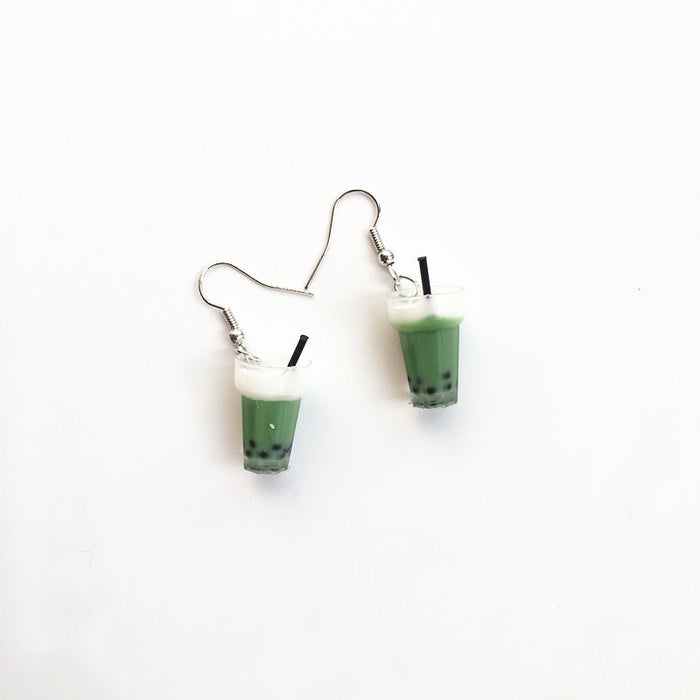 Wholesale Pearl Milk Tea Resin Earrings Ear Clips JDC-ES-Chouteng003