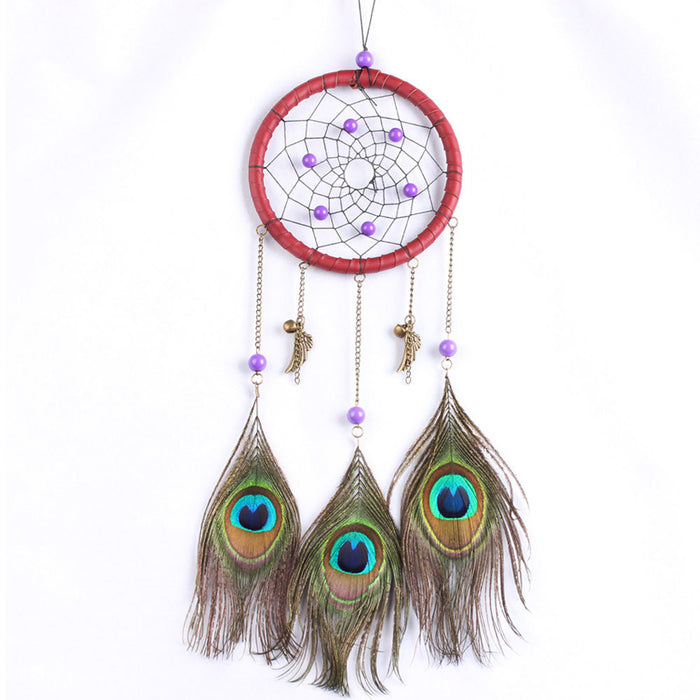 Wholesale Dreamcatcher Bamboo Loop ABS Beads Feather Satin Thread Handwoven MOQ≥2 JDC-DC-BNG001