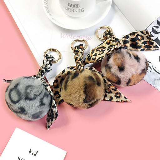 Jewelry WholesaleWholesale Leopard Print Hair Ball Silk Scarf Keychain JDC-KC-MeiZ017 Keychains 美庄 %variant_option1% %variant_option2% %variant_option3%  Factory Price JoyasDeChina Joyas De China