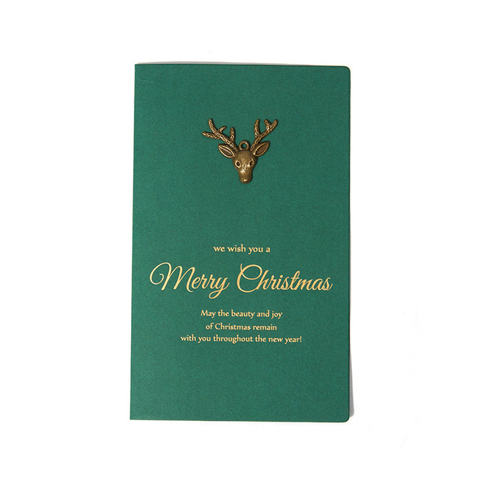 Wholesale Greeting Cards Handmade Metal Bronzing Christmas Cards JDC-GC-MuG003