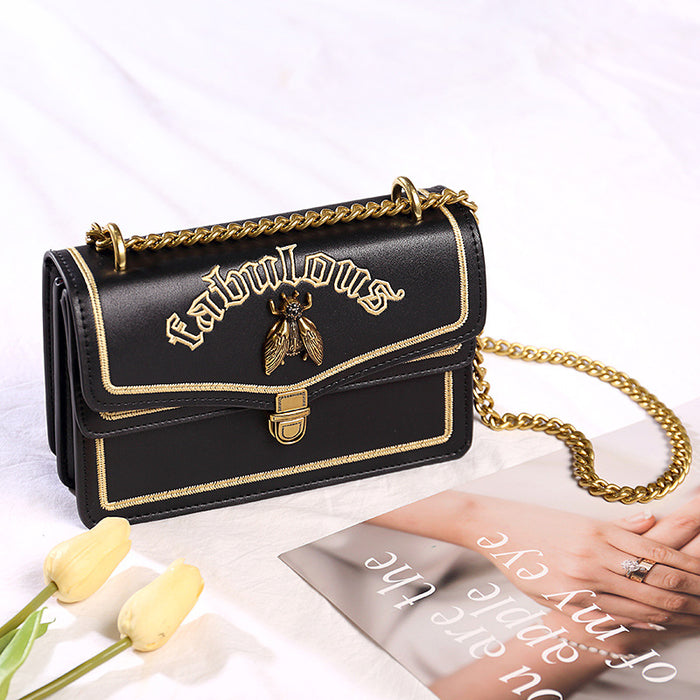 Wholesale Shoulder Bag PU Small Bee Shoulder Crossbody Embroidery Lock Small Square Bag JDC-SD-Anmo004