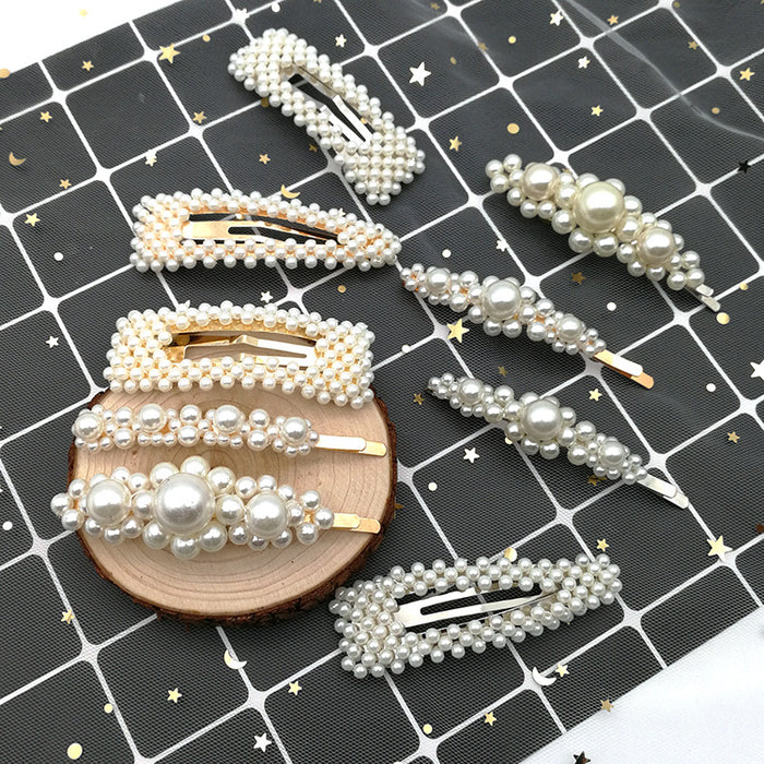 Ventilador de cabello de perla insignia al por mayor Carta para adultos Elegant Top Clip JDC-HC-SHAOK006