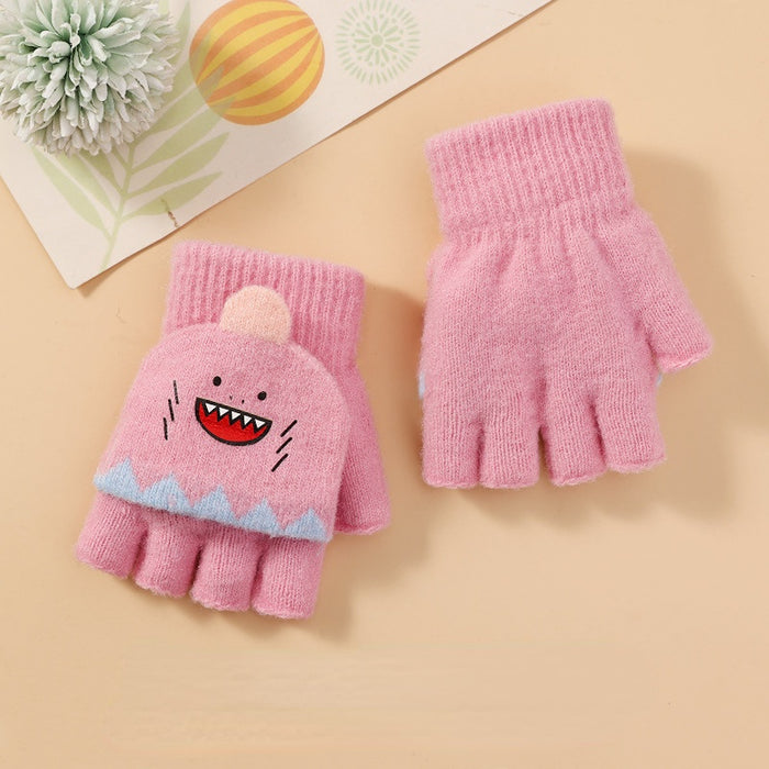 Wholesale Gloves Plush Warm Cute Flip Half Finger Knitted Touch Screen JDC-GS-RH023