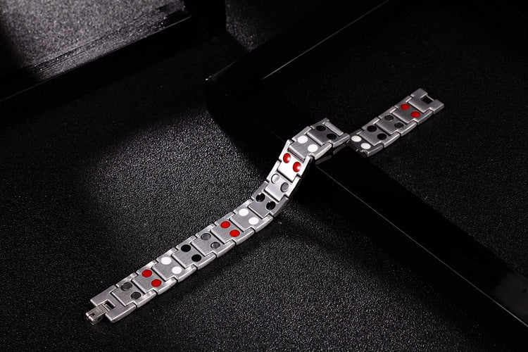 Wholesale Magnetic Jewelry Stainless Steel Gold Double Row Magnet Stone Bracelet JDC-BT-WJTD002