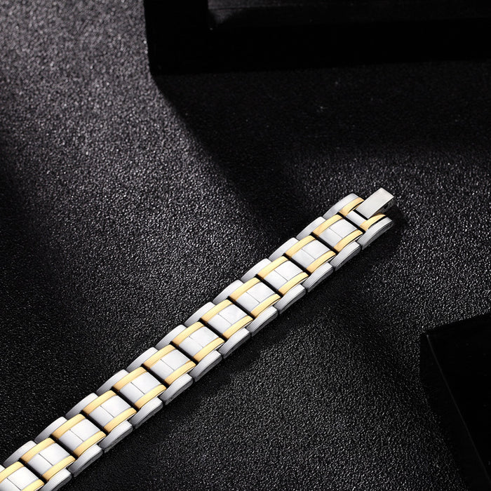 Wholesale Magnetic Jewelry Stainless Steel Gold Double Row Magnet Stone Bracelet JDC-BT-WJTD002