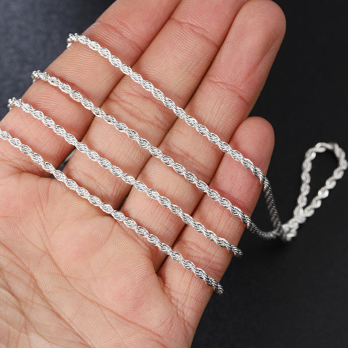 Wholesale Necklaces Iron Silver Plated 925 Twisted Rope Chain MOQ≥5 JDC-NE-LongY001