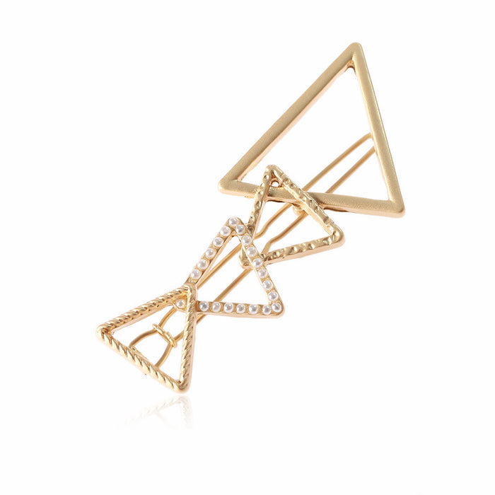 Wholesale Hair Clips Alloy Electroplating Multi-Triangle Pearls JDC-HC-Jingjie034