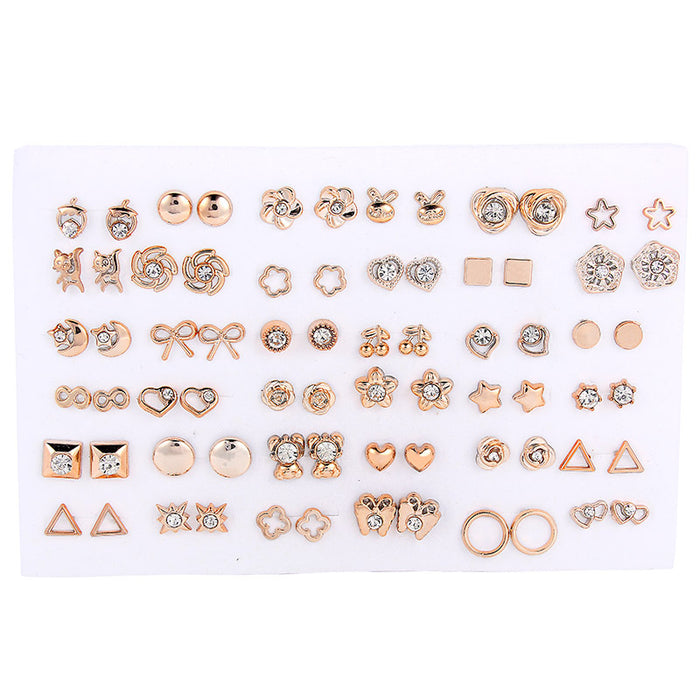 Wholesale 36 Pairs Mixed Gold Silver Stud Earrings Acrylic Diamonds Bear Earrings JDC-ES-Jingy002