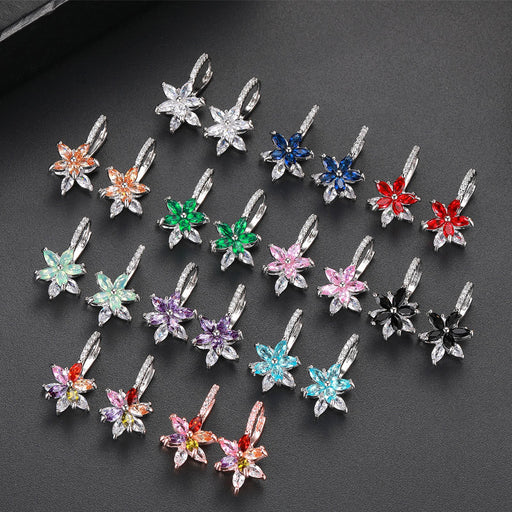 Jewelry WholesaleWholesale 12 colors double-layered flowers inlaid with zircon earrings MOQ≥2 JDC-ES-Kas006 Earrings 卡诗 %variant_option1% %variant_option2% %variant_option3%  Factory Price JoyasDeChina Joyas De China