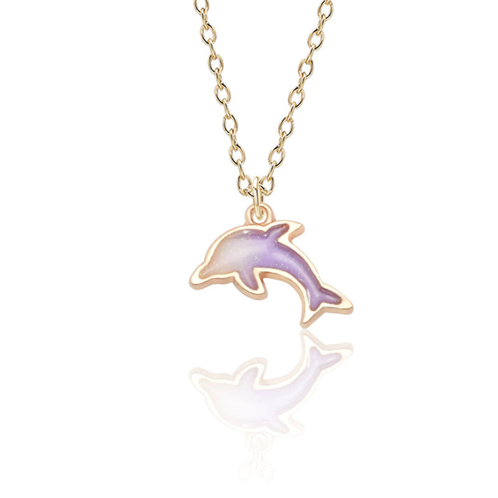 Wholesale cute little dolphin necklace jewelry gold alloy small pendant pendant JDC-NE-TianG002