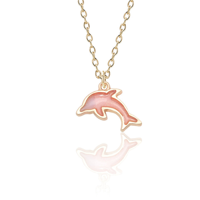 Al por mayor lindo pequeño collar de delfines aleación de oro colgante pequeño colgante jdc-ne-tiang002