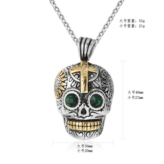Wholesale Necklaces Titanium Skull Mexico Day of the Dead MOQ≥2 JDC-NE-ZeX002