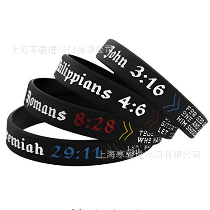 Wholesale Power of Faith Christian Bible verse Silicone Bracelet MOQ≥2 JDC-BT-HanJ010