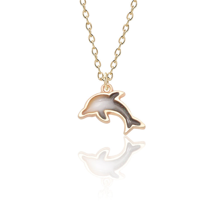Wholesale cute little dolphin necklace jewelry gold alloy small pendant pendant JDC-NE-TianG002