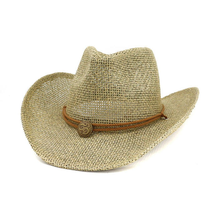 Wholesale western cowboy straw hat topper outdoor seaside JDC-FH-MShen001