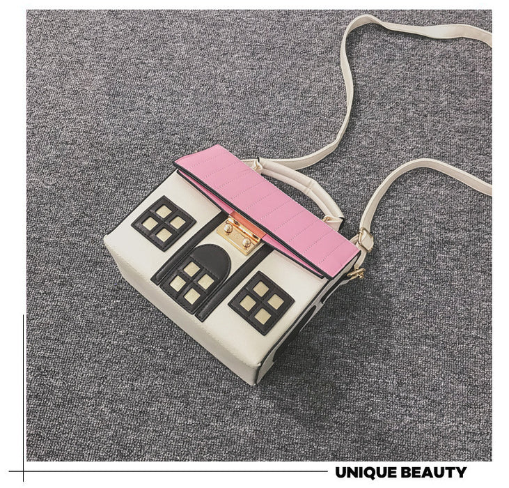 Color de contraste de PU al por mayor creatividad Funny Small House Shoulder Bag JDC-SD-Hanc013