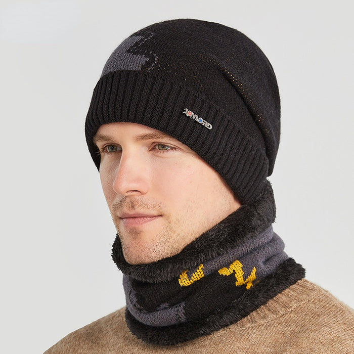 Wholesale Hat Acrylic Fiber Warm Winter Outdoor Colorblock Scarf Suit MOQ≥2 JDC-FH-BG019