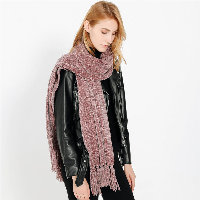 Wholesale Scarf Chenille Solid Color Soft and Comfortable Shawl MOQ≥2 JDC-SF-ZLZ001